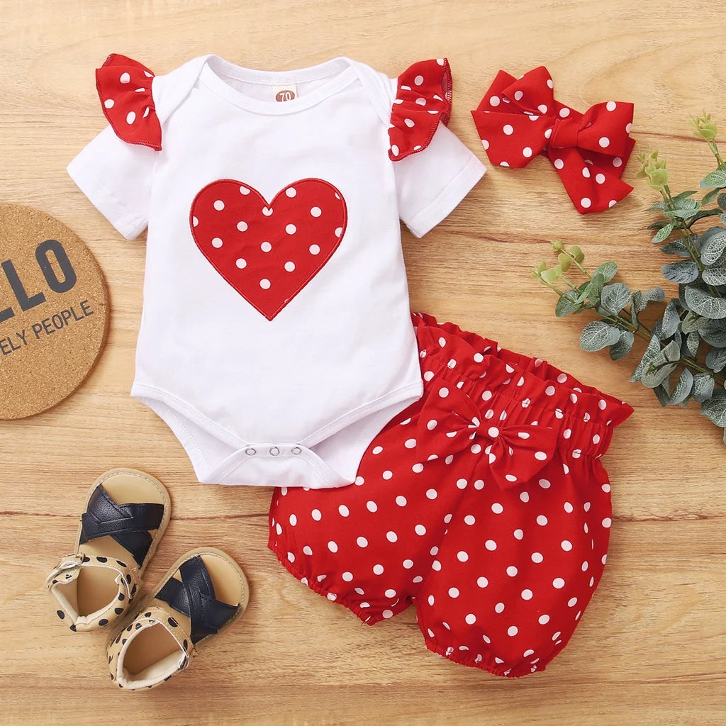 Conjunto Infantil Coração Vermelho com Poás