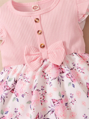 Macacão Vestido Infantil Feminino Floral com Faixa de Cabelo – Charme e Conforto para Bebês