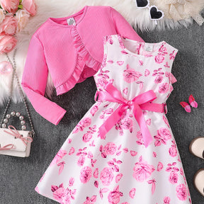 Vestido Infantil Floral com Casaquinho Rosa – Charme e Delicadeza para Todas as Ocasiões