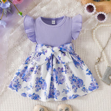 Vestido Infantil Verde com Estampa Floral e Laço