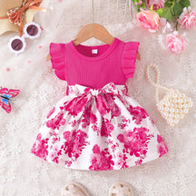 Vestido Infantil Verde com Estampa Floral e Laço
